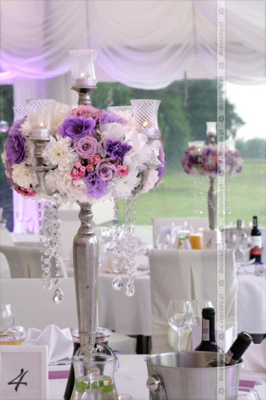 Kandelabry, kwiaty, kryształy – elegancka dekoracja ślubna -Rezydencja Solei